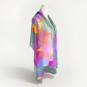 Picasso Colorful Lightweight Abstract Scarf Shawl Wrap Art-to-wear Museum Artsy